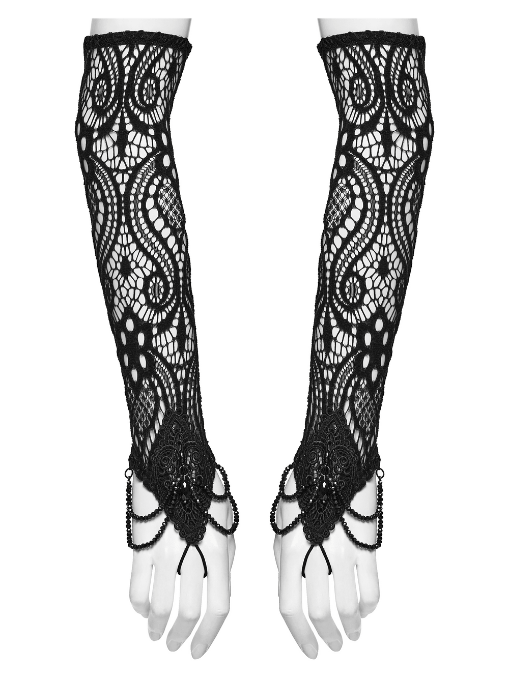 Black Lace Gothic Fingerless Arm Warmer Gloves