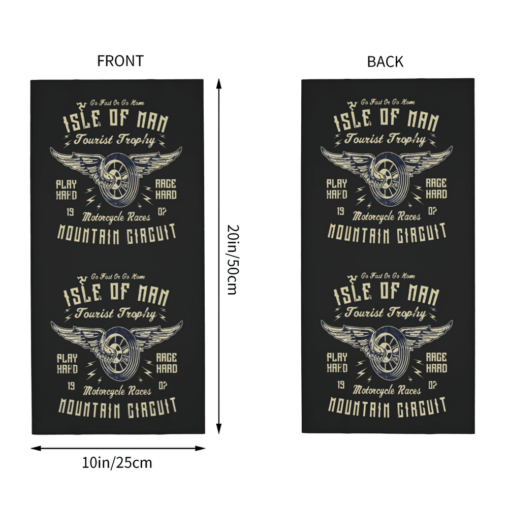 Black Motorcycle Print Neck Gaiter and Face Cover