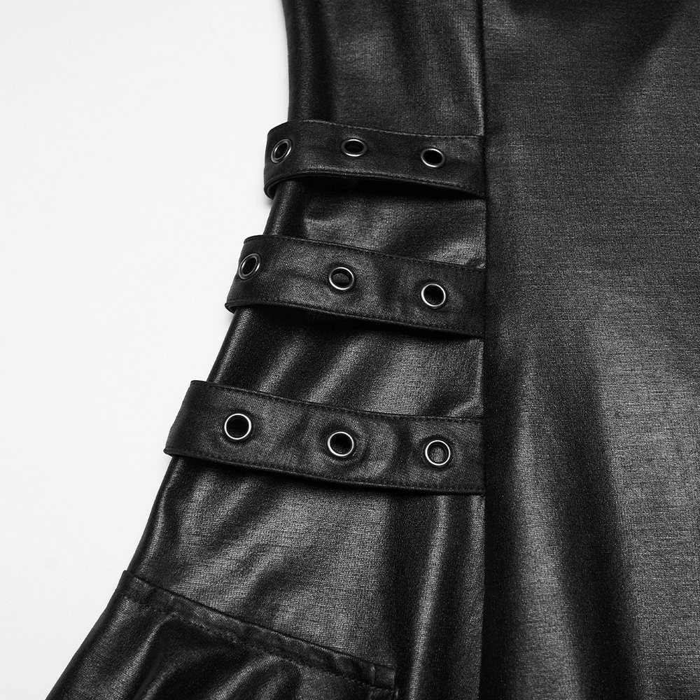US SALE of k Punk A-Line Slip Dress with Rivets and Lace-Up Back