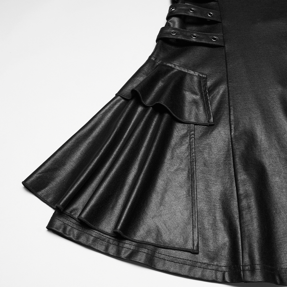 US SALE of k Punk A-Line Slip Dress with Rivets and Lace-Up Back