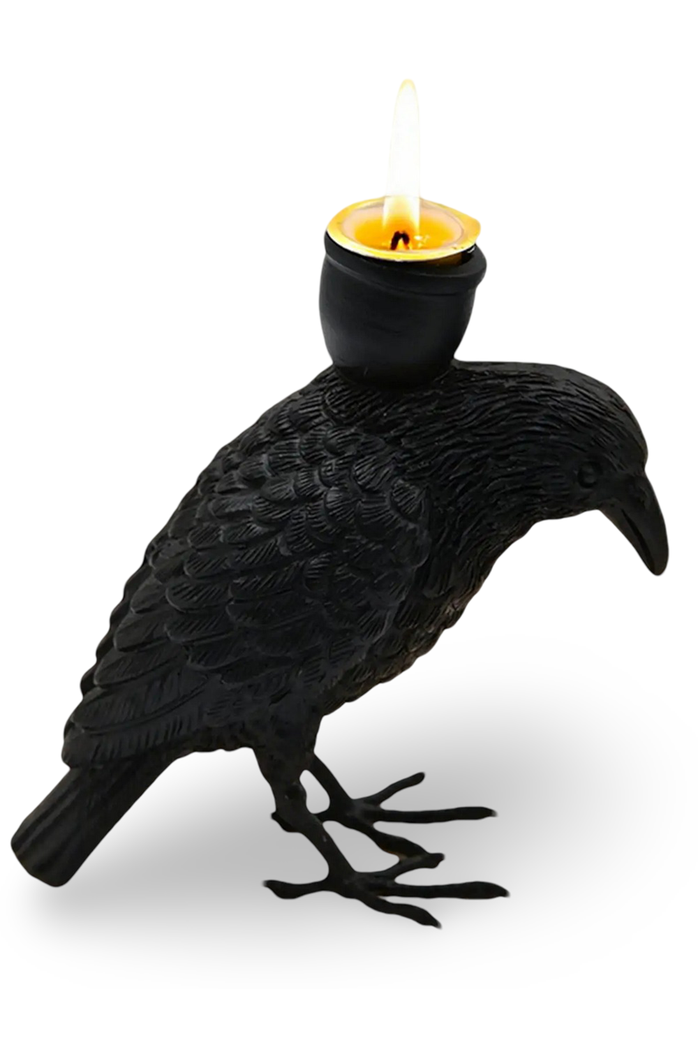 Black Raven Candle Holder for Gothic Table Decor