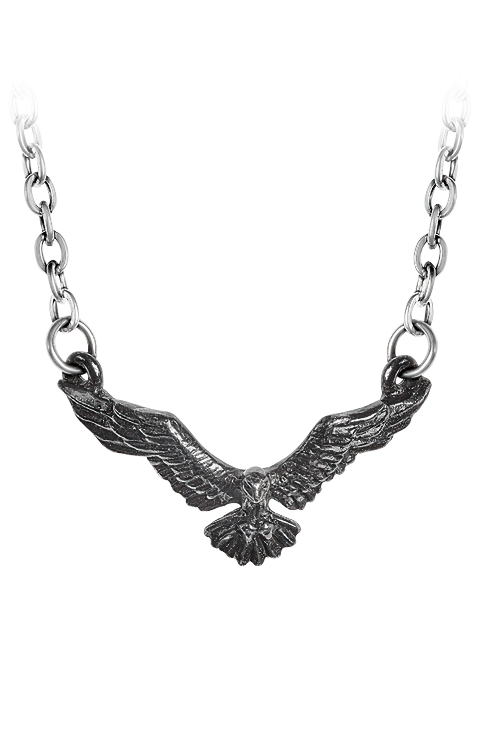 Black Raven Wing Pendant Necklace with Fine Chain