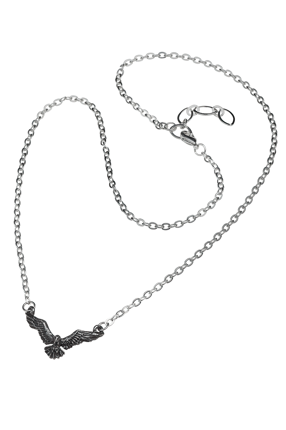 Black Raven Wing Pendant Necklace with Fine Chain