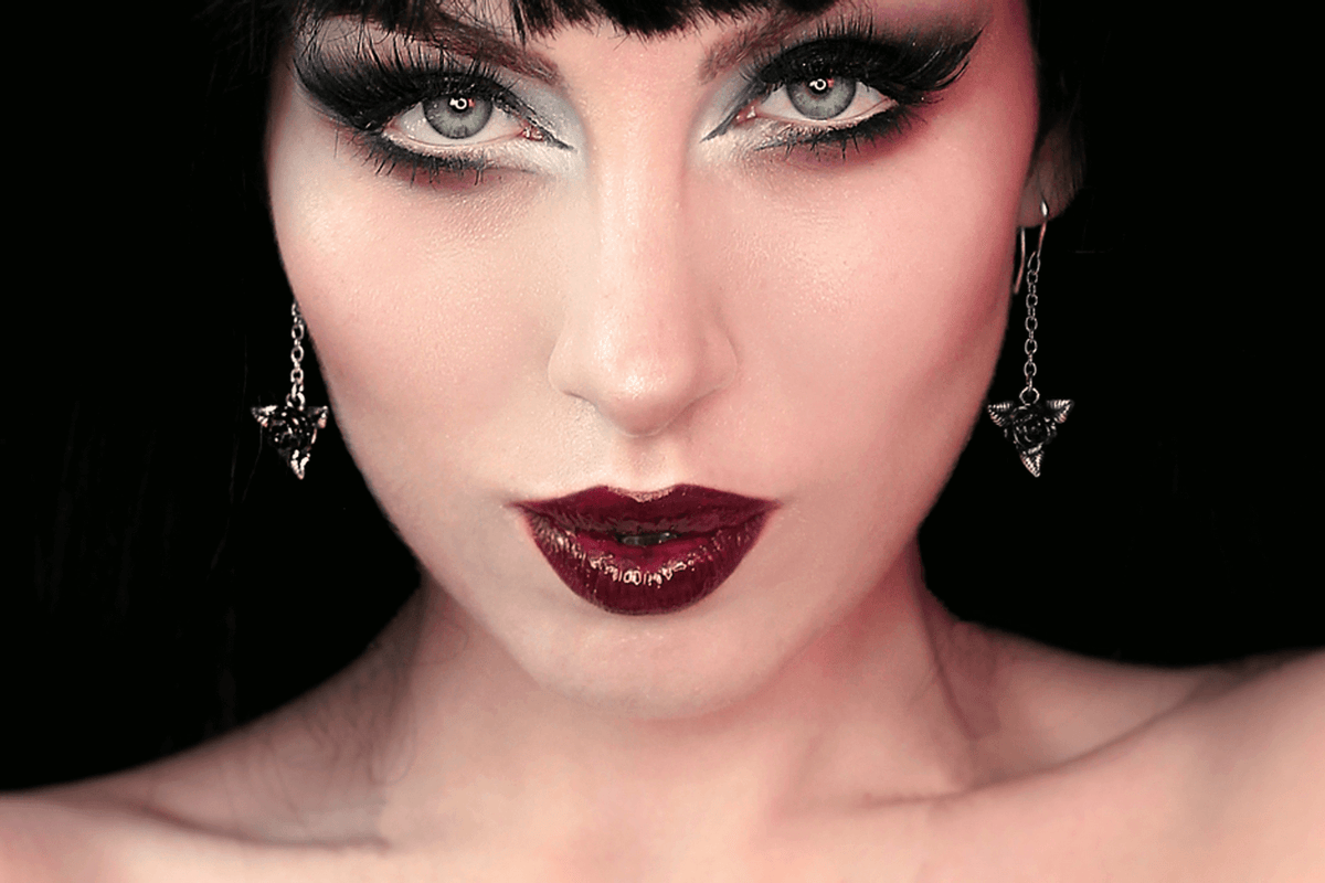 Black Rose Dropper Earrings with Silver Leaves