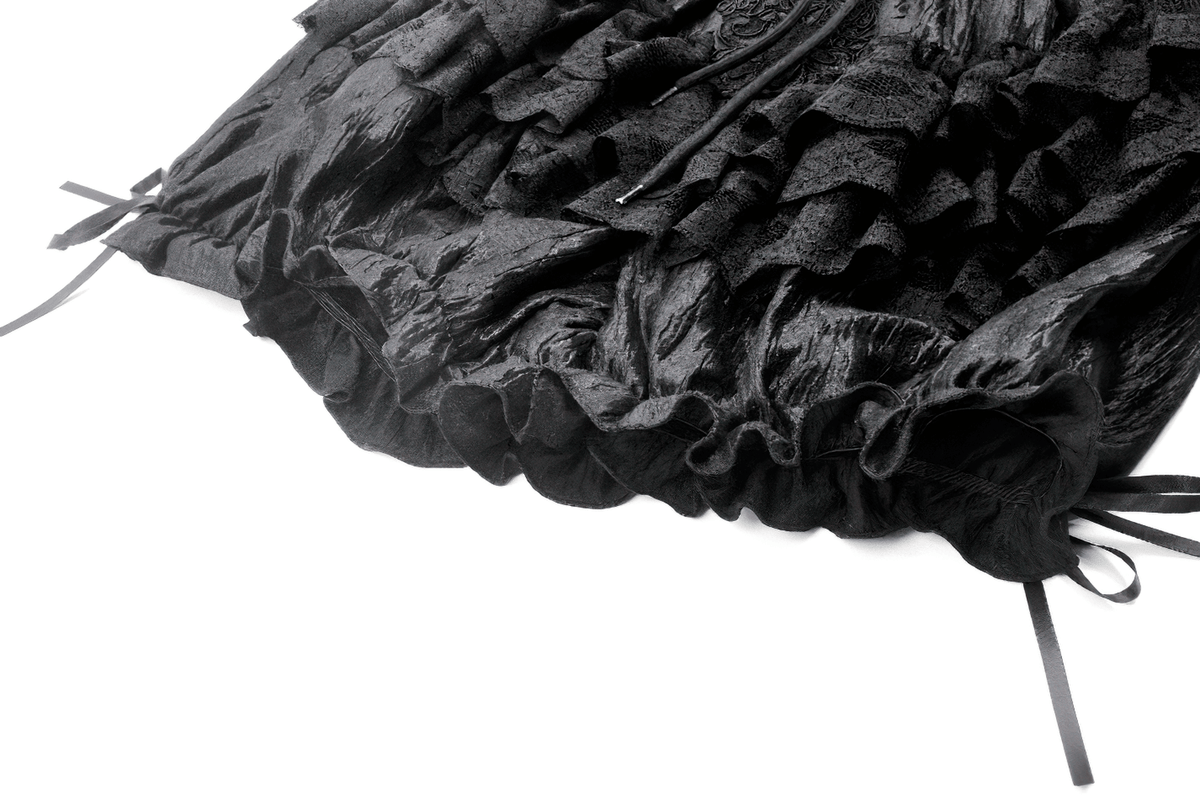 Black Ruffle Lace Bloomers Shorts with Tying Ribbons Detail