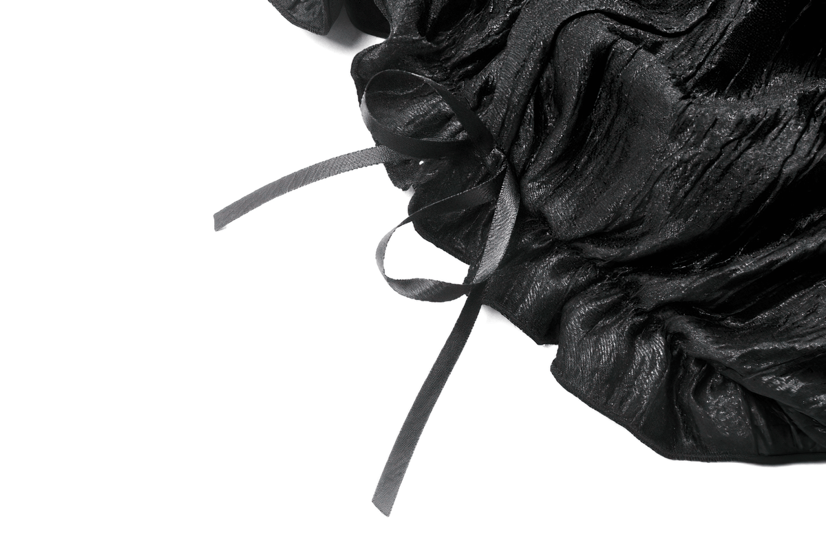 Black Ruffle Lace Bloomers Shorts with Tying Ribbons Detail