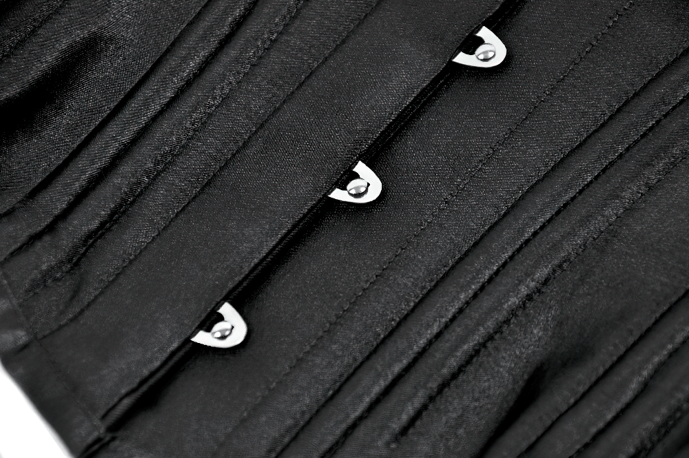 Black Satin Underbust Corset with Front Busk Closure