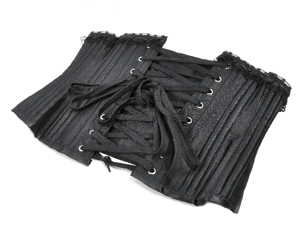 Black Satin Underbust Corset with Front Busk Closure