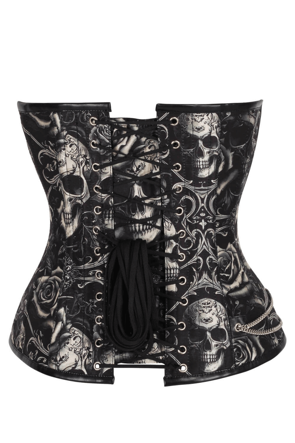 Black Skull Baroque Overbust Corset in Steampunk Fashion