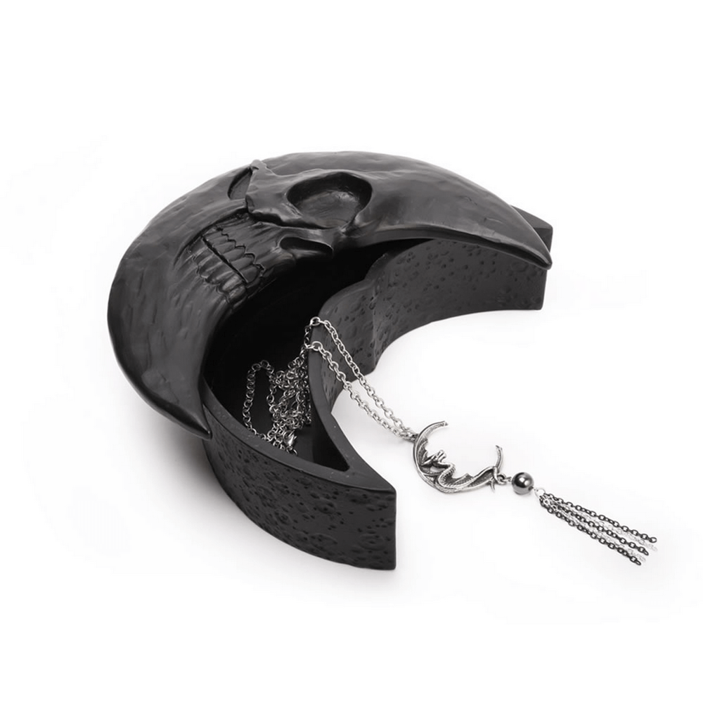 Black Skull Moon Crescent Jewelry Storage Box