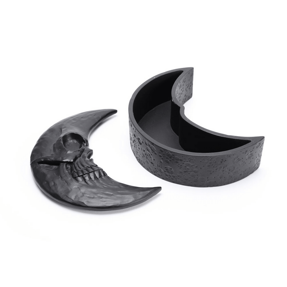 Black Skull Moon Crescent Jewelry Storage Box
