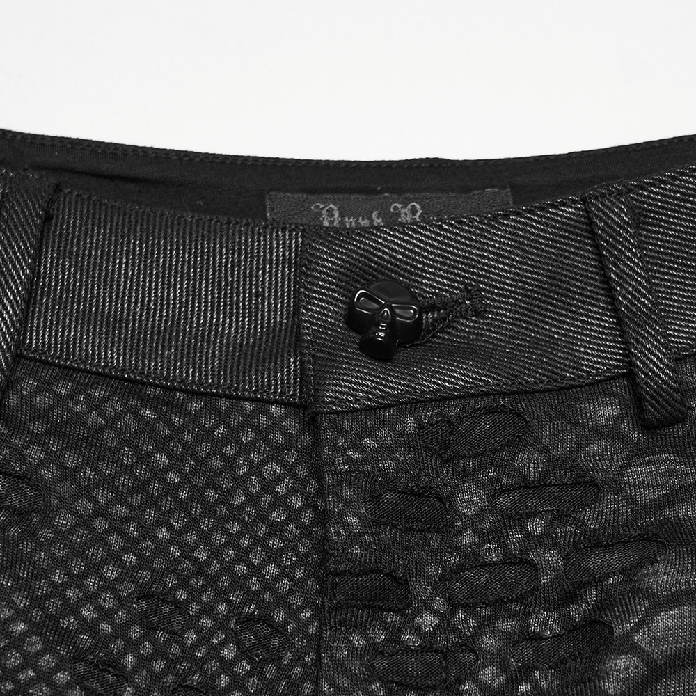 Black Snake-Print Punk Low Waist Lace-Up Shorts