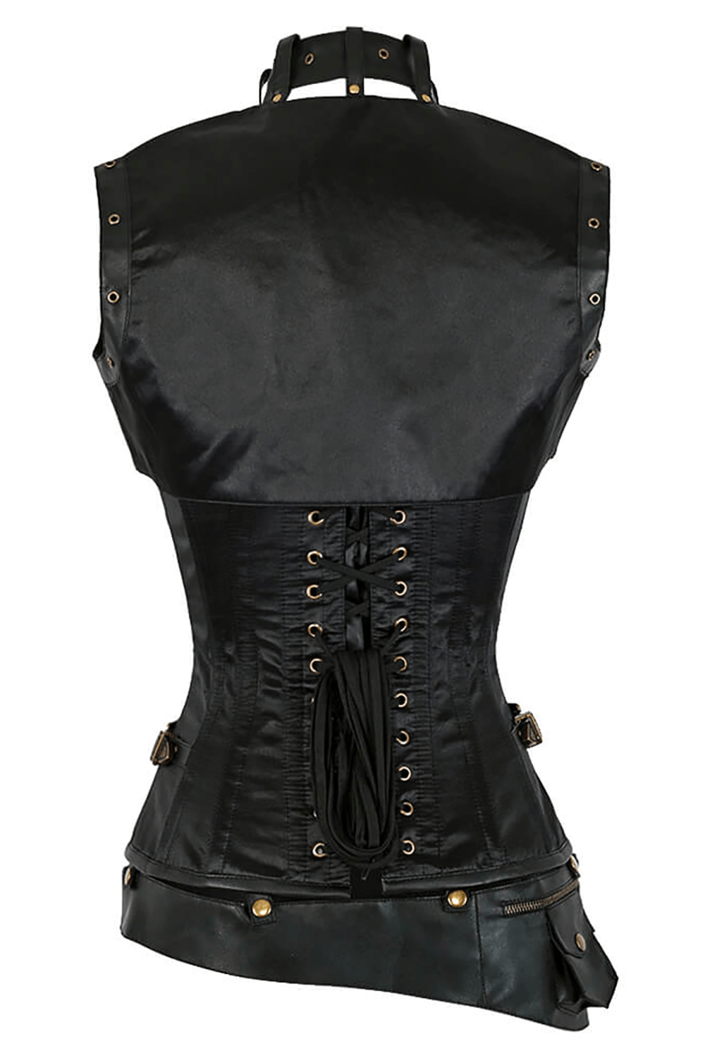 Black Steampunk Corset with Shrug and Belt Pouch for Cosplay