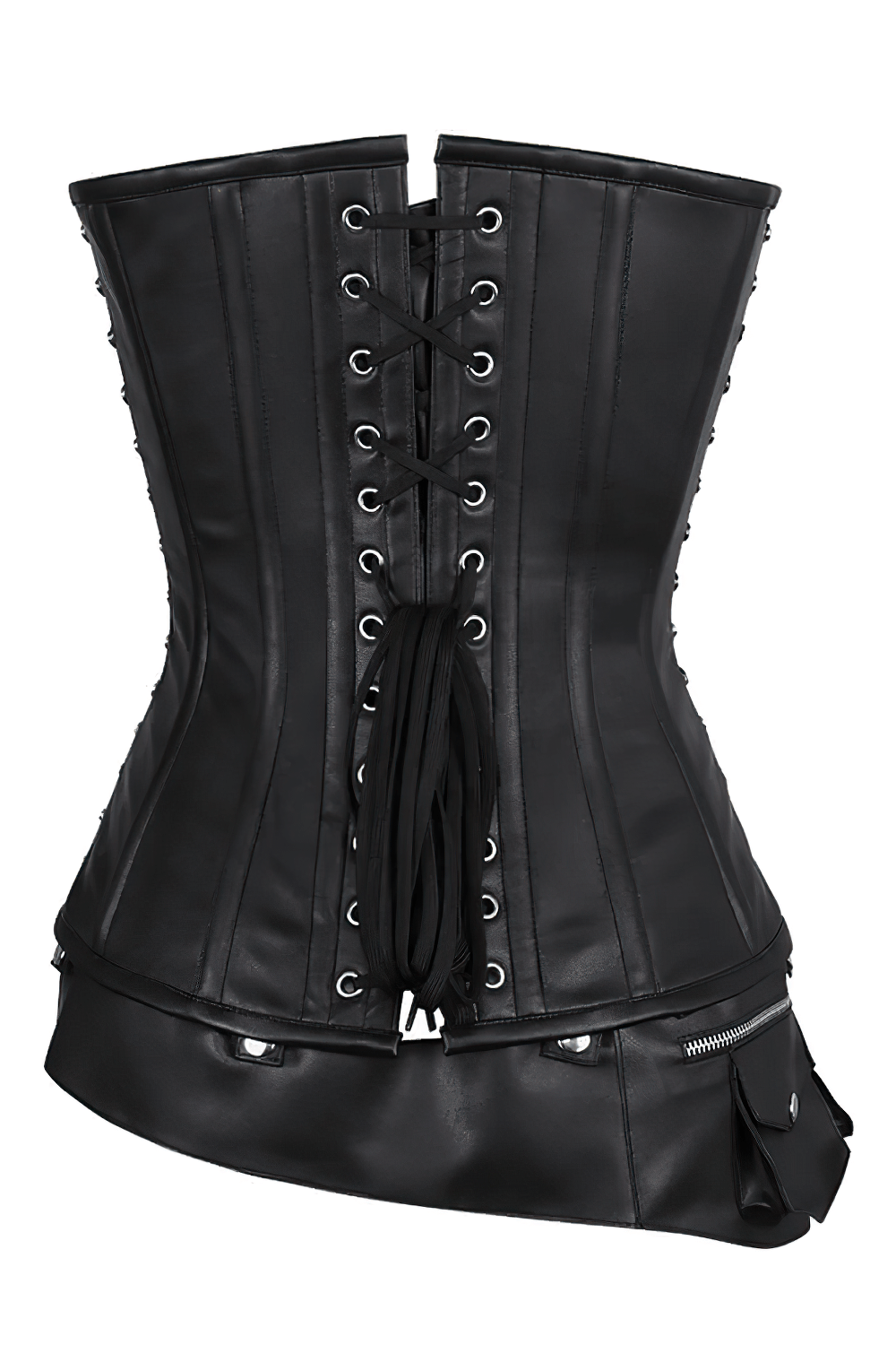 Black Steampunk Overbust Corset With Belt Detail