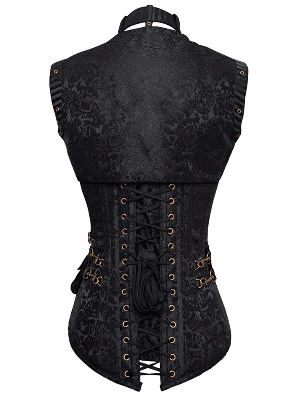 Black Steampunk Overbust Corset with Harness Detail