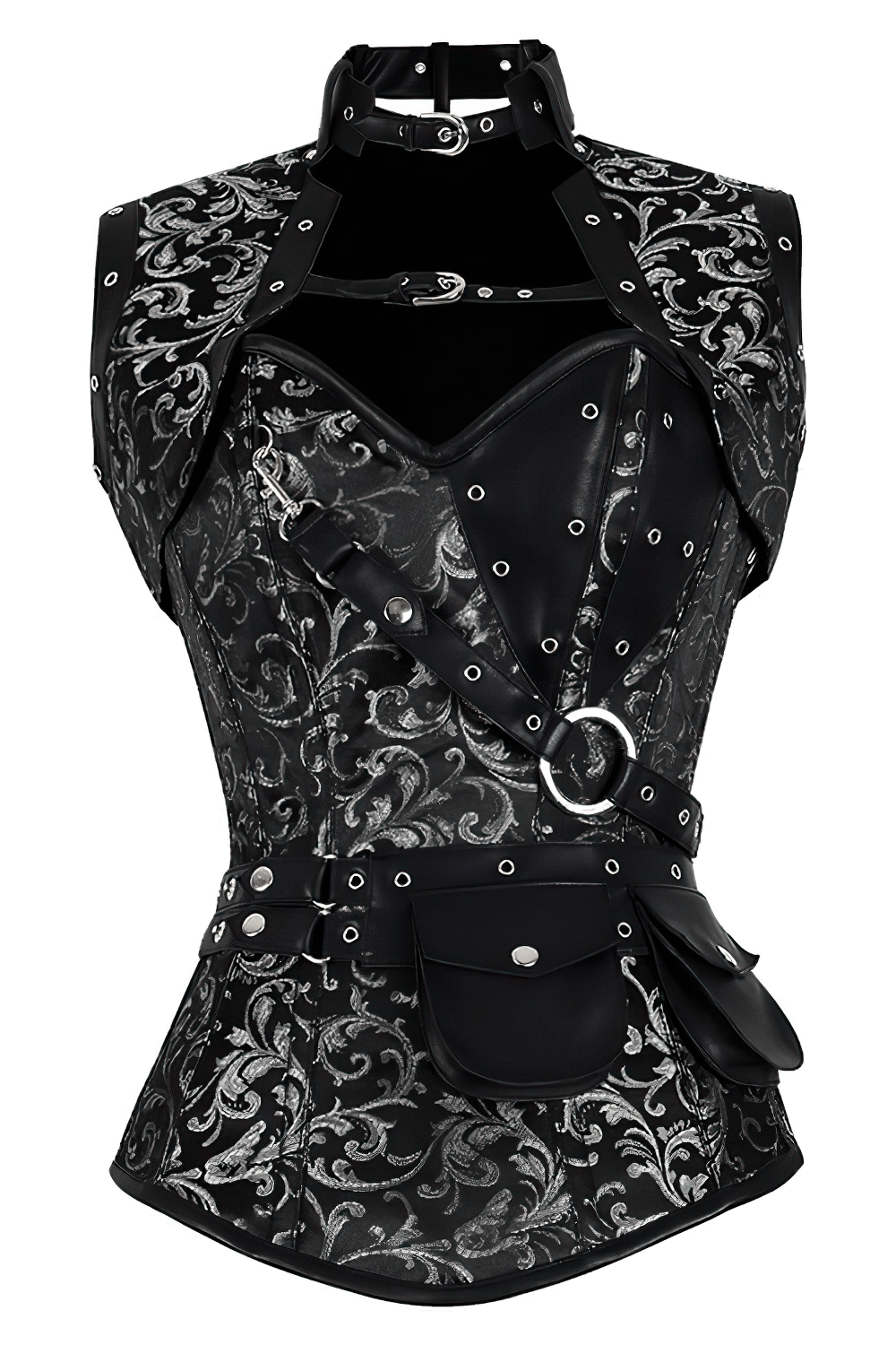Black Steampunk Overbust Corset with Shrug Outfit