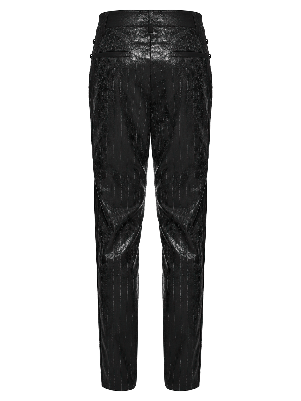 Black Striped Imitation Leather Steampunk Pants