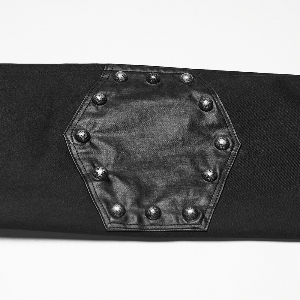 Black Studded Cropped Biker Jacket with D-Rings