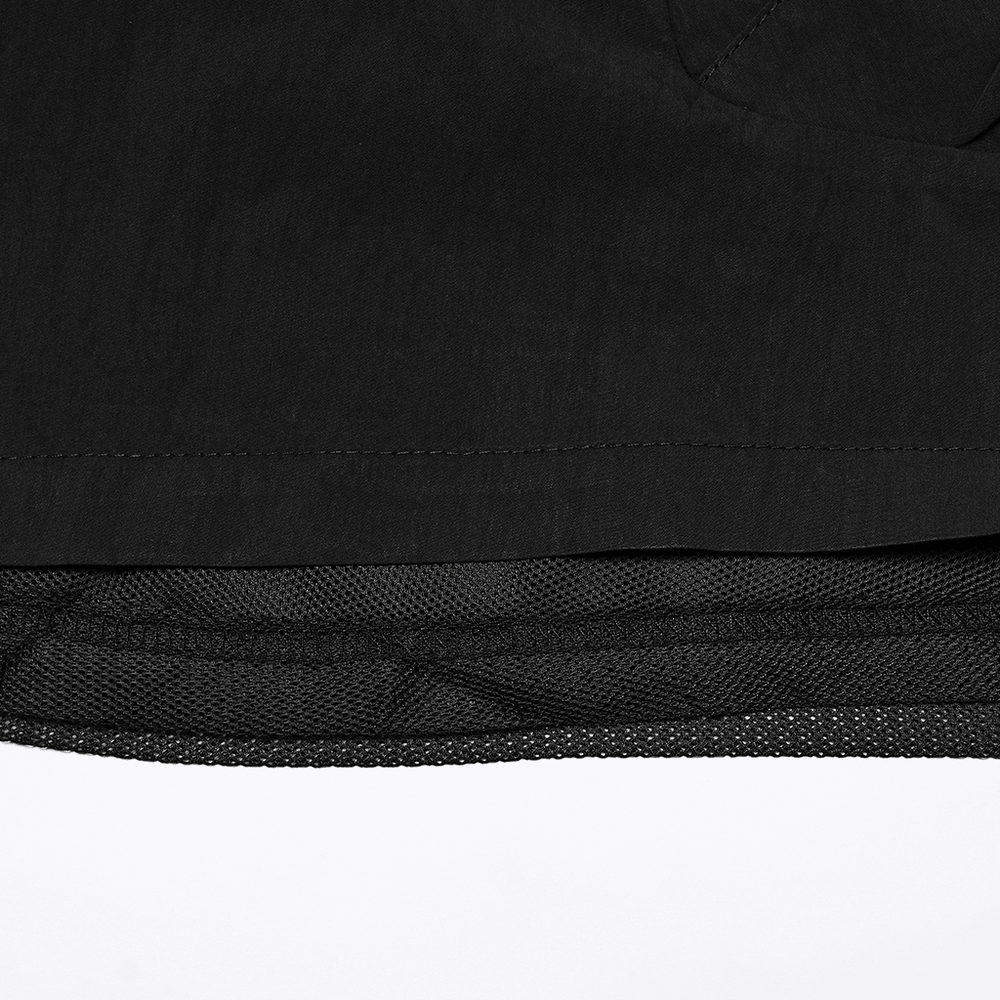 Black Techwear Cargo Shorts With Hanging Straps
