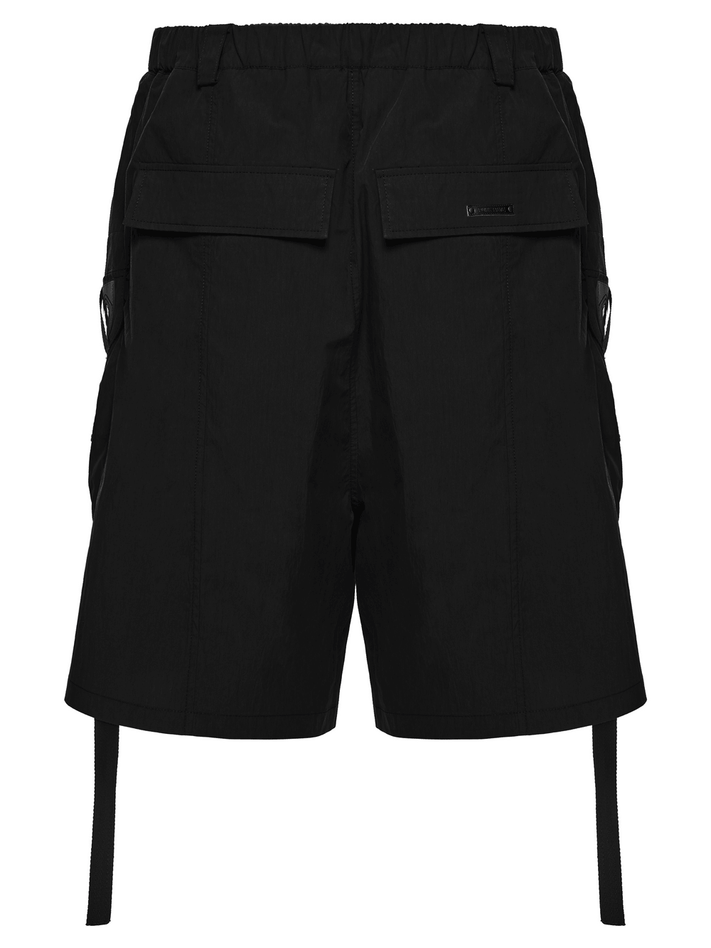 Black Techwear Cargo Shorts With Hanging Straps
