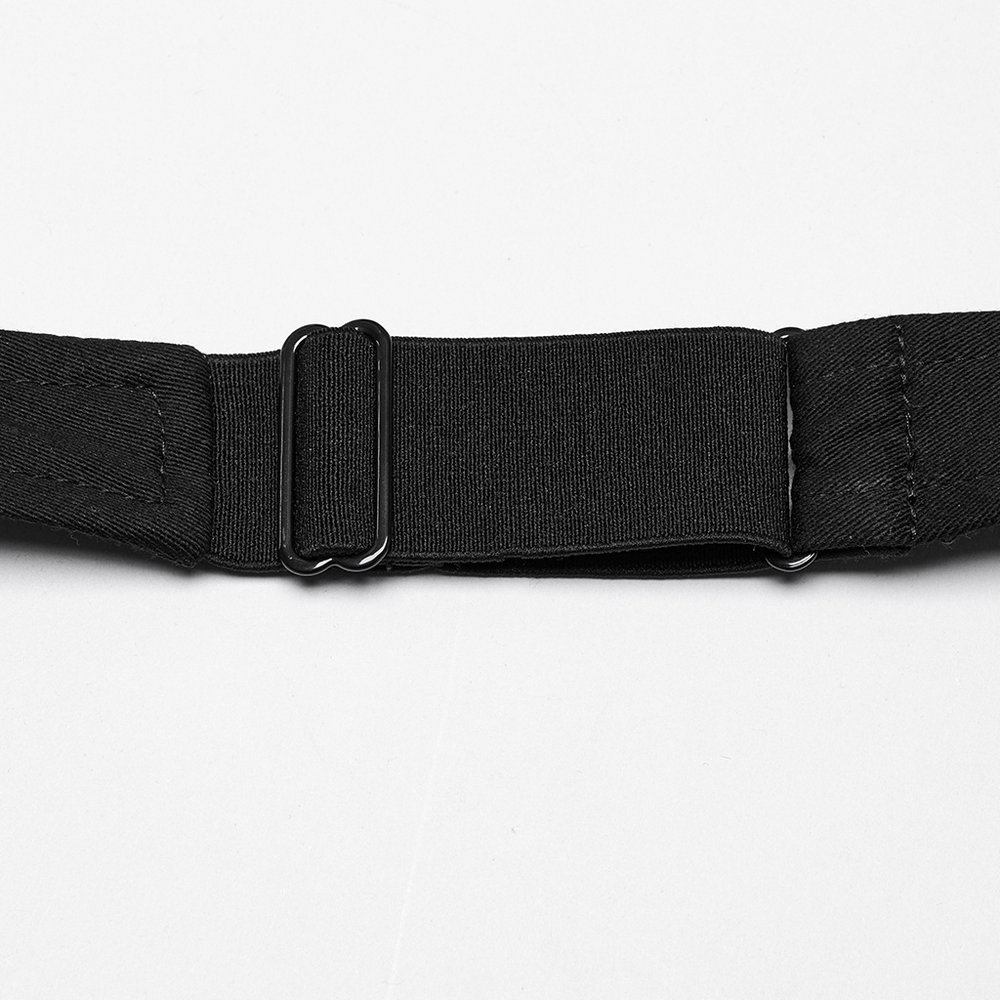 Black Twill Punk Harness Dress with Zipper and Straps