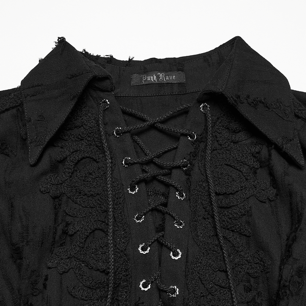 Black Victorian Gothic Ruffle Lace-Up Women's Shirt