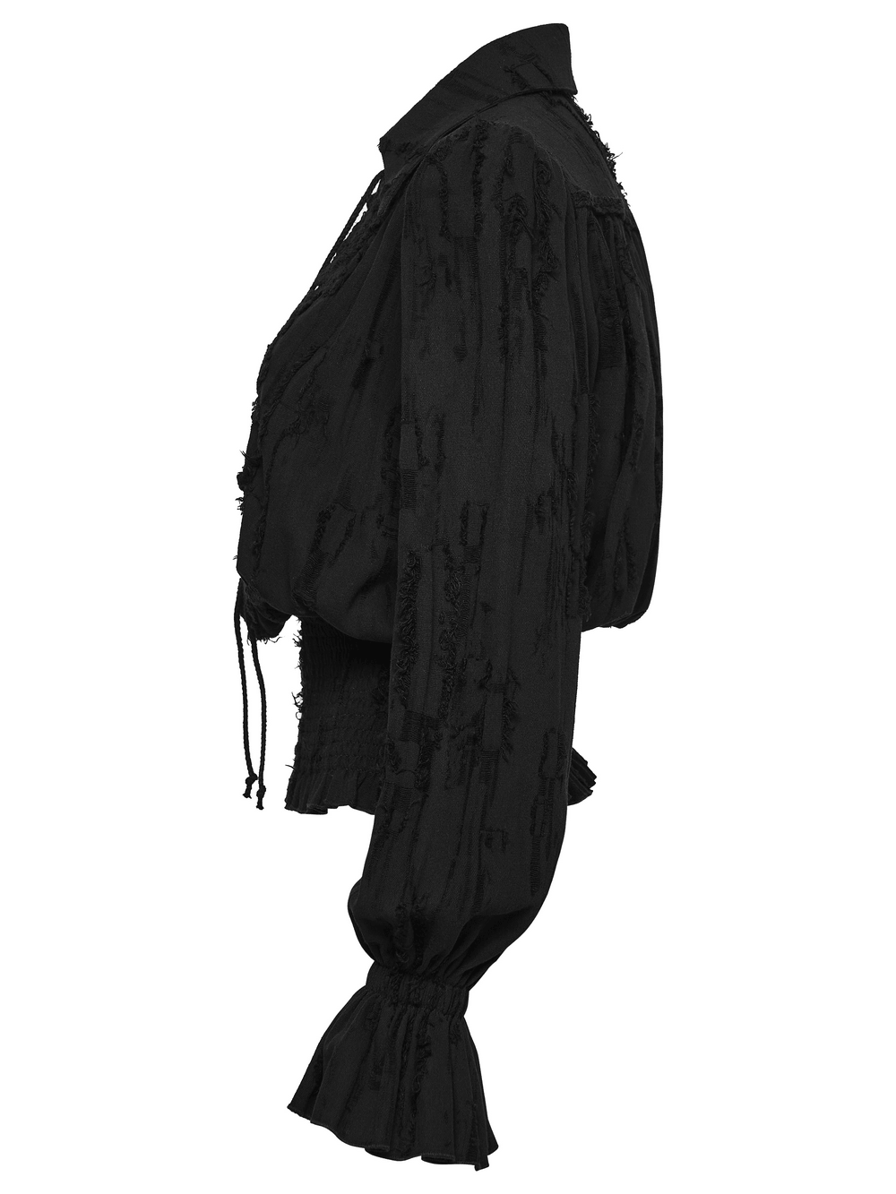 Black Victorian Gothic Ruffle Lace-Up Women's Shirt