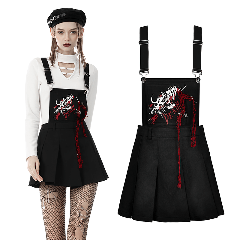 Blood Devil Pleated Dress With Adjustable Straps