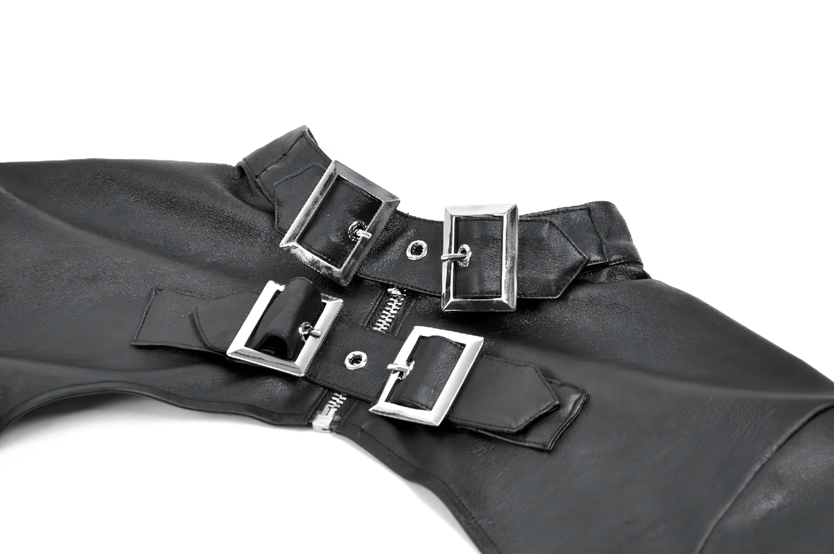Bold Cropped Cape with Buckles and Long Sleeves