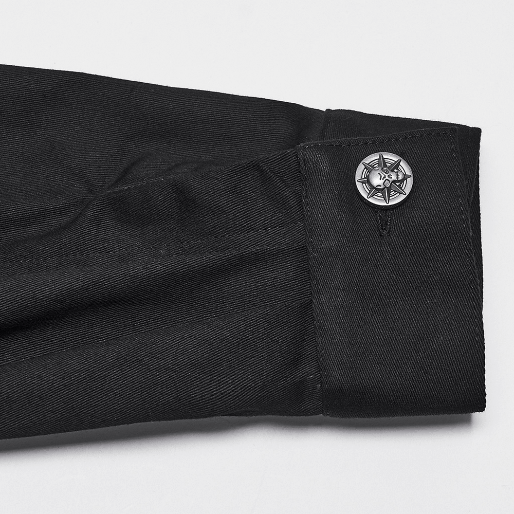 Bold Punk Strap Sleeved Cotton Cargo Shirt for Men