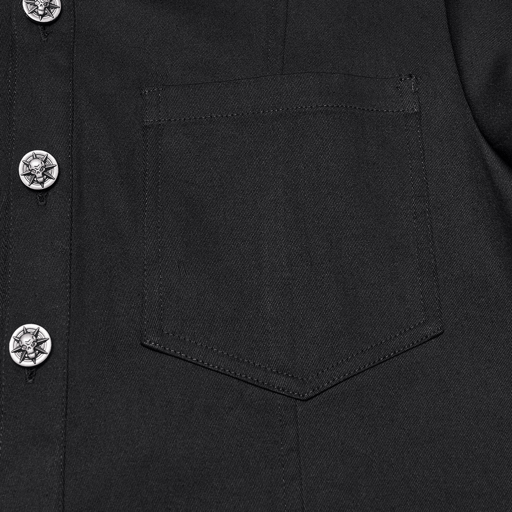 Bold Punk Strap Sleeved Cotton Cargo Shirt for Men