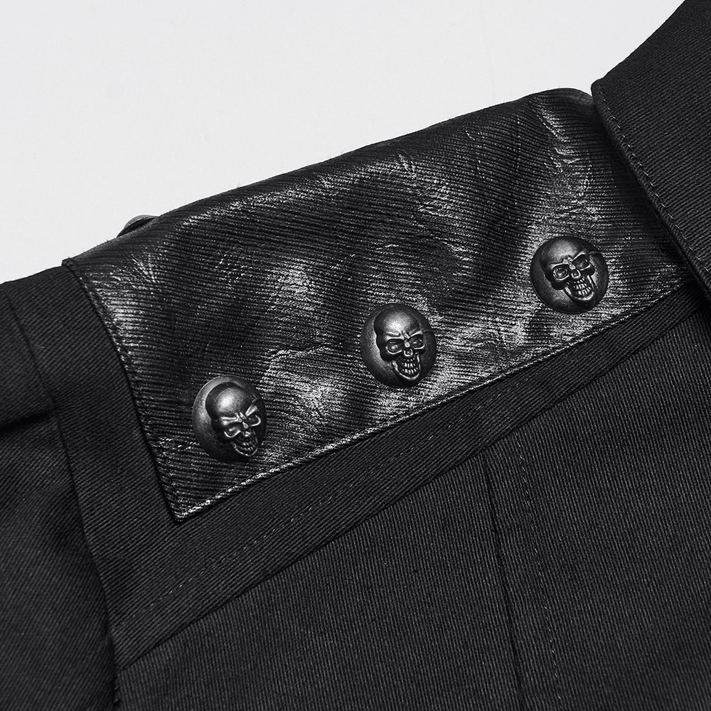 Bold Punk Strap Sleeved Cotton Cargo Shirt for Men