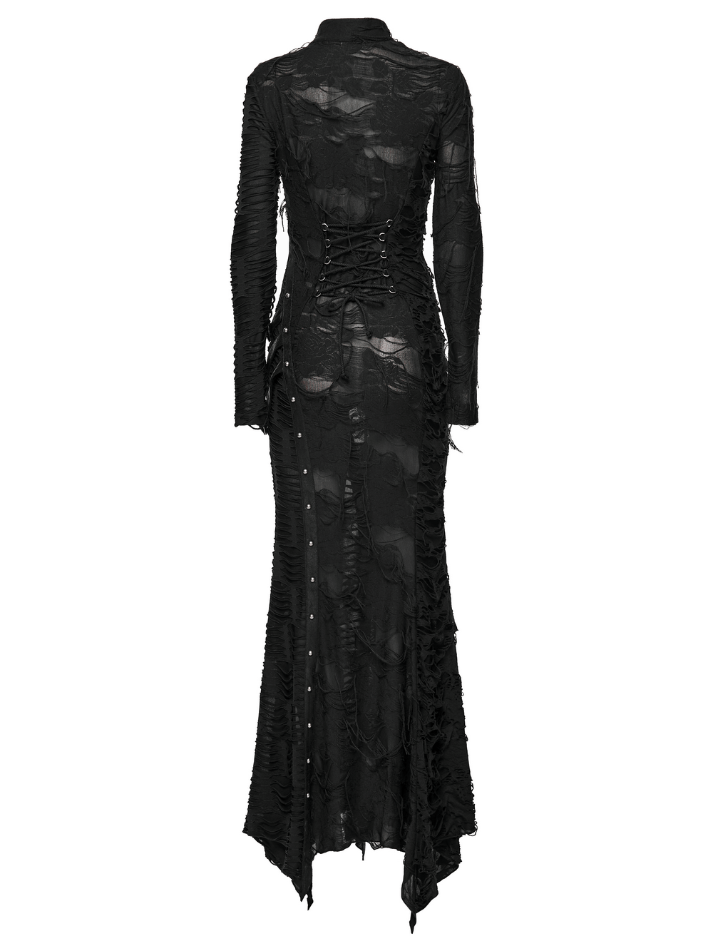 Bold Ragged Knit and Leather Long Asymmetric Dress