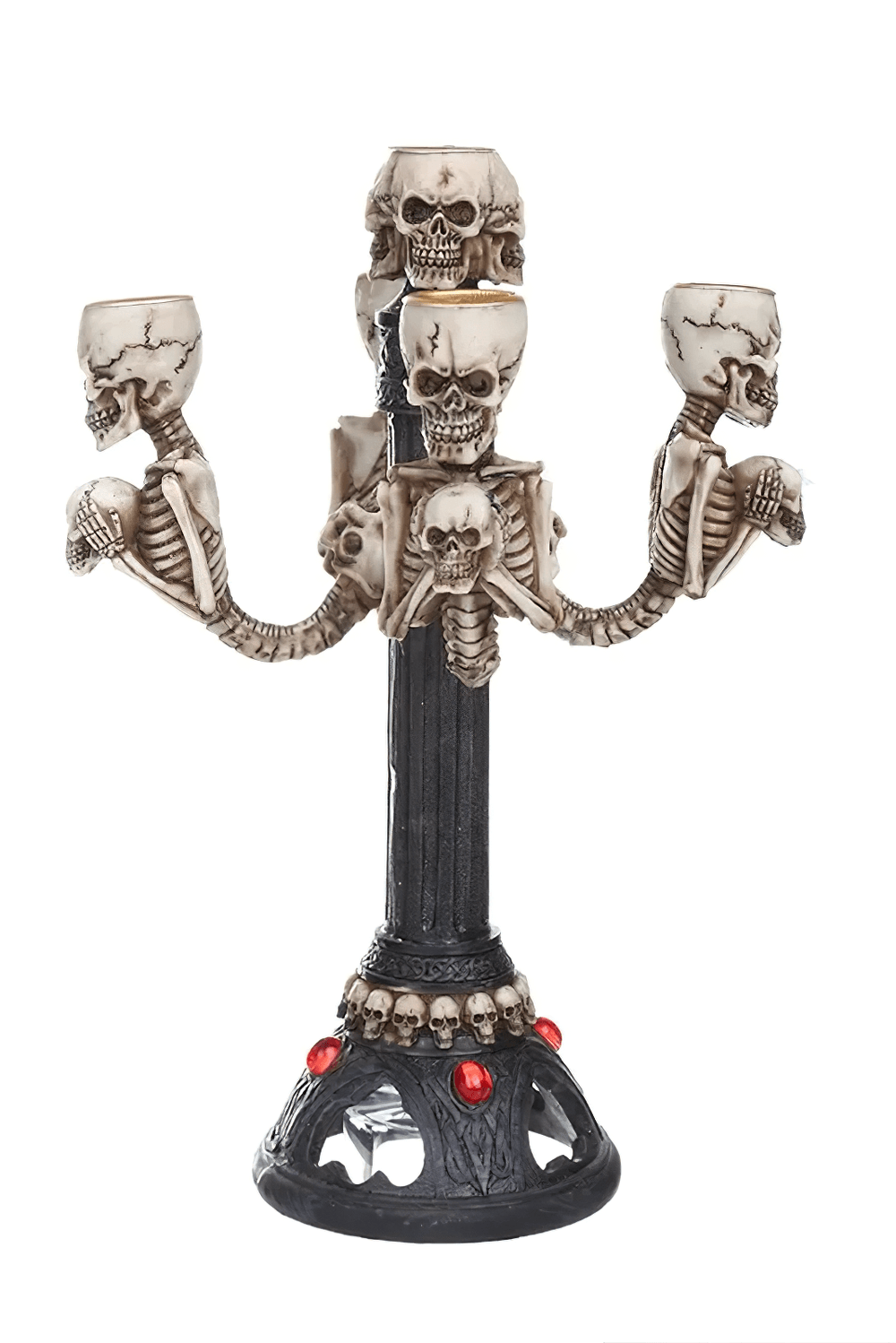 Bold Resin Skull Candelabra for Gothic Halloween Decor