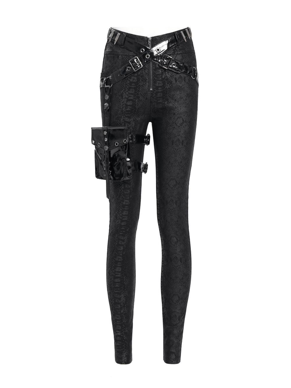 Bold Skinny Pants with Straps and Detachable Side Pouch