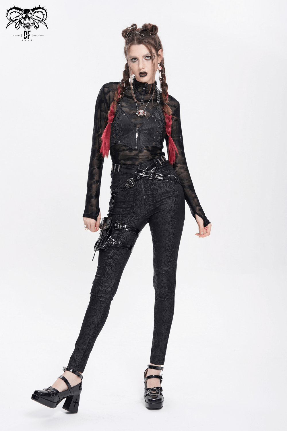 Bold Skinny Pants with Straps and Detachable Side Pouch