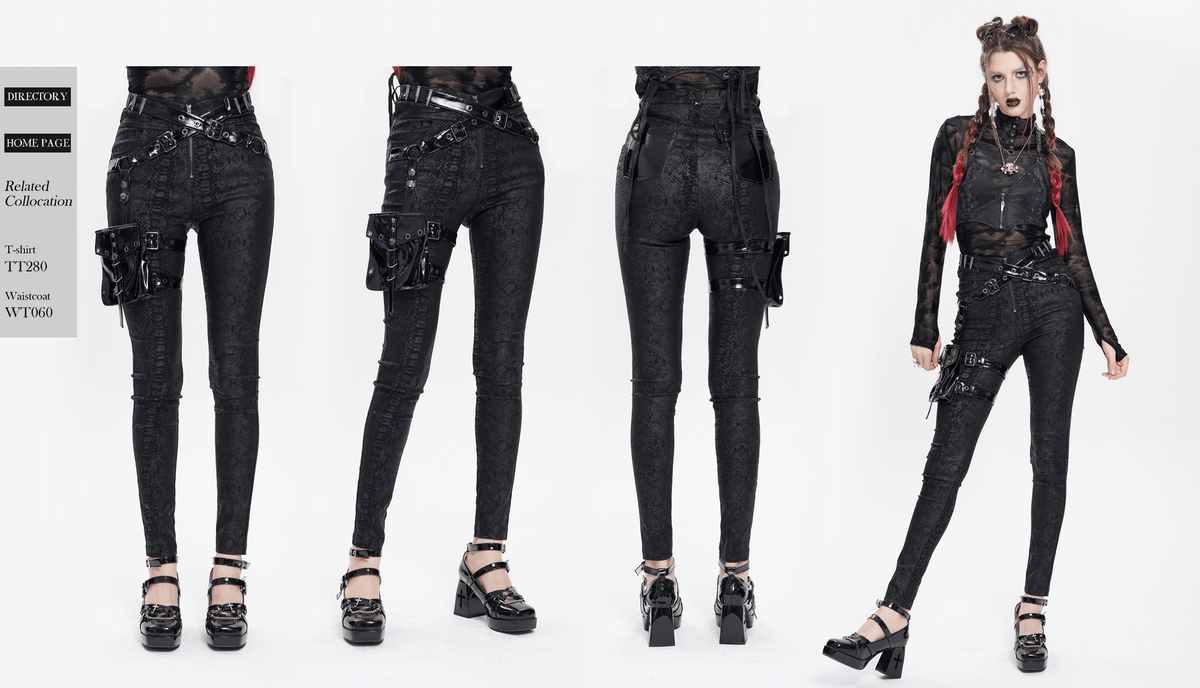 Bold Skinny Pants with Straps and Detachable Side Pouch