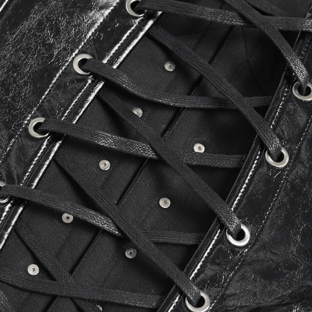 Bold Spike Corset Top with Lace Up Punk Hardware