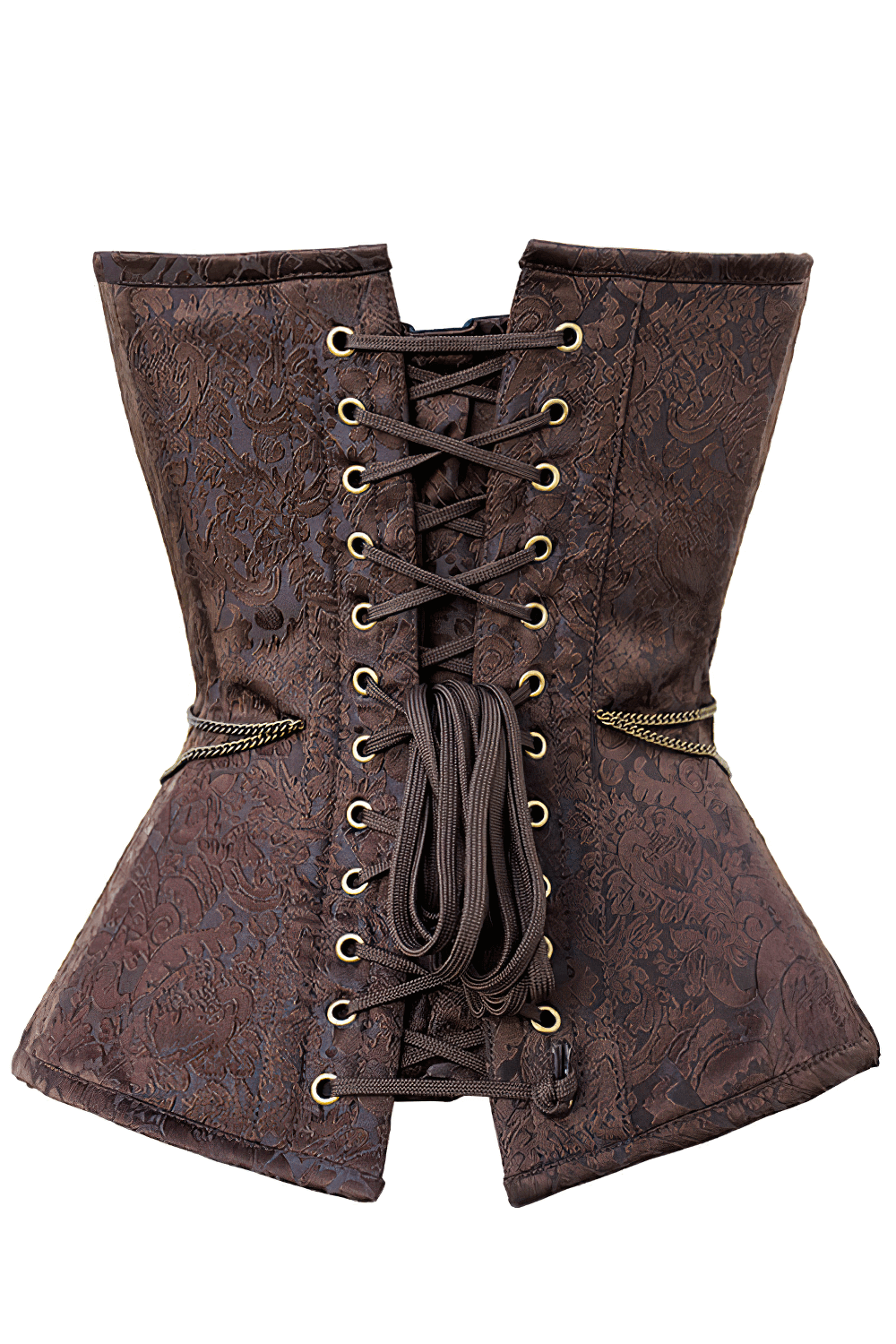 Brown Steampunk Overbust Corset with Ornate Hardware Details
