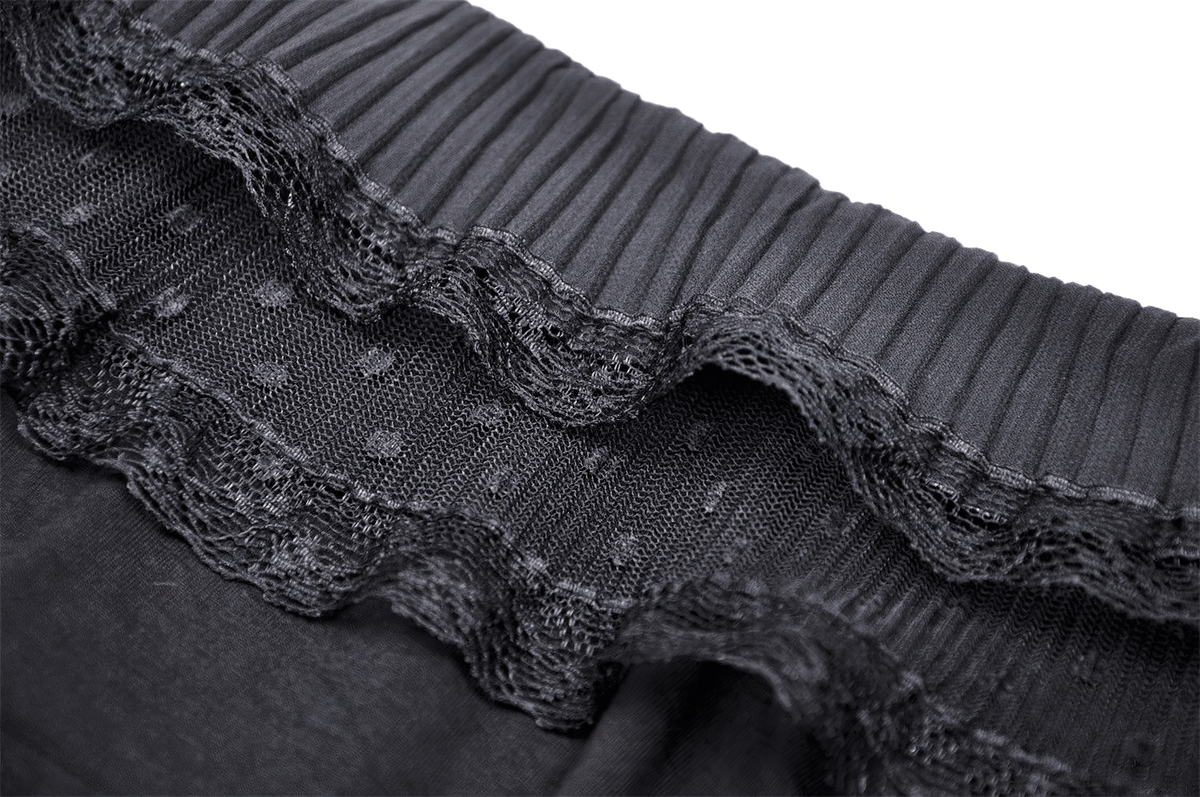 Chic Black Lace Bell Sleeved Top with Sheer Mesh Detail
