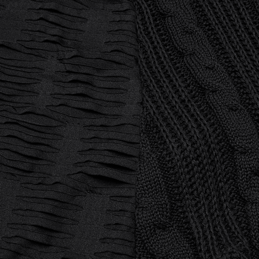 Chic Gothic Tattered Knit Skirt with Lace-Up Details