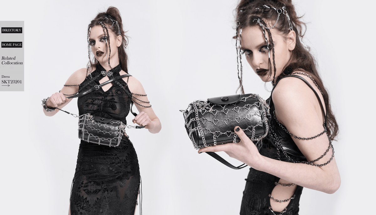 Chic Heart Pattern Chain Crossbody Bag for Women