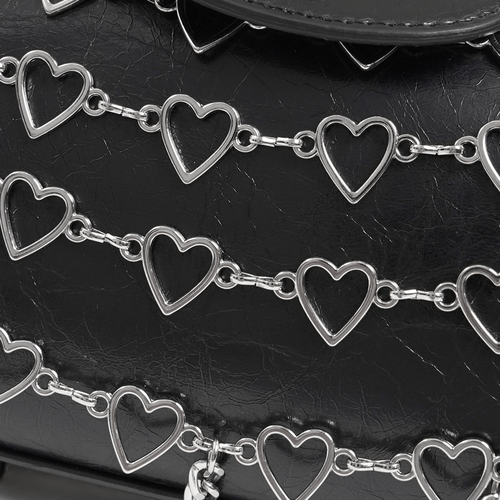 Chic Heart Pattern Chain Crossbody Bag for Women