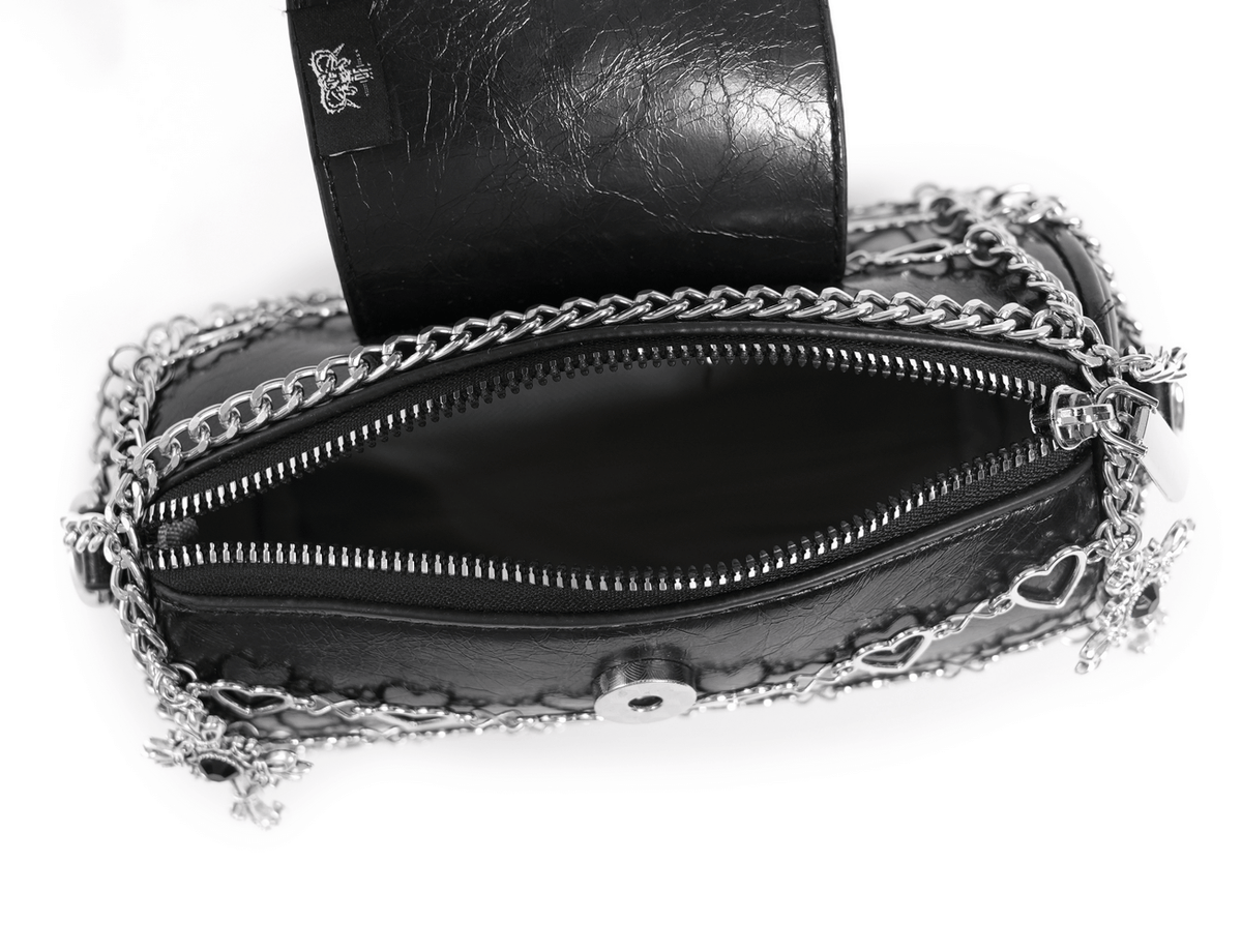 Chic Heart Pattern Chain Crossbody Bag for Women