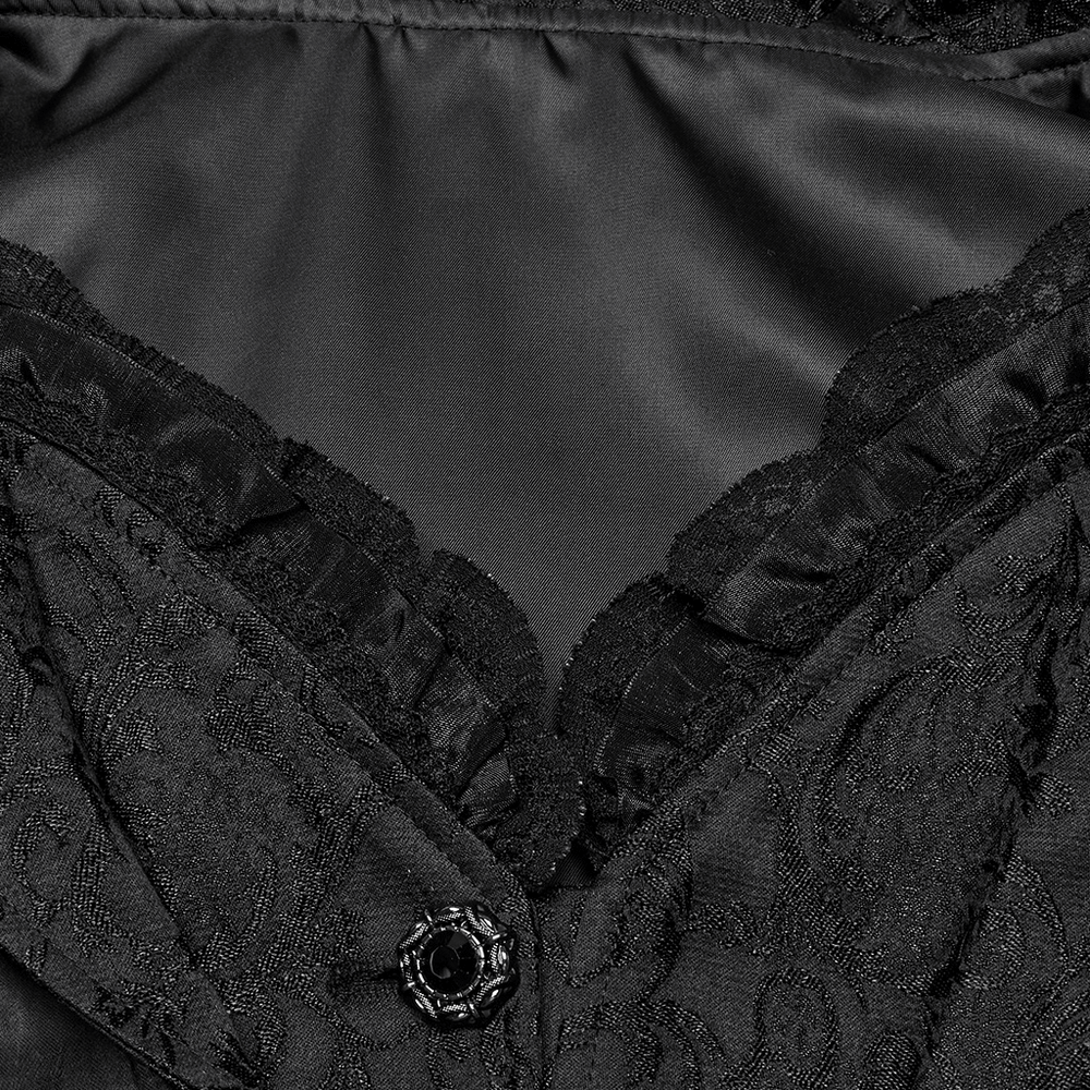 Chic High-low Tailcoat with Jacquard Lace and Buttons