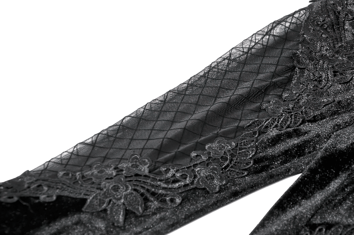 Chic Lace Mesh Panel Leggings with Floral Embroidery