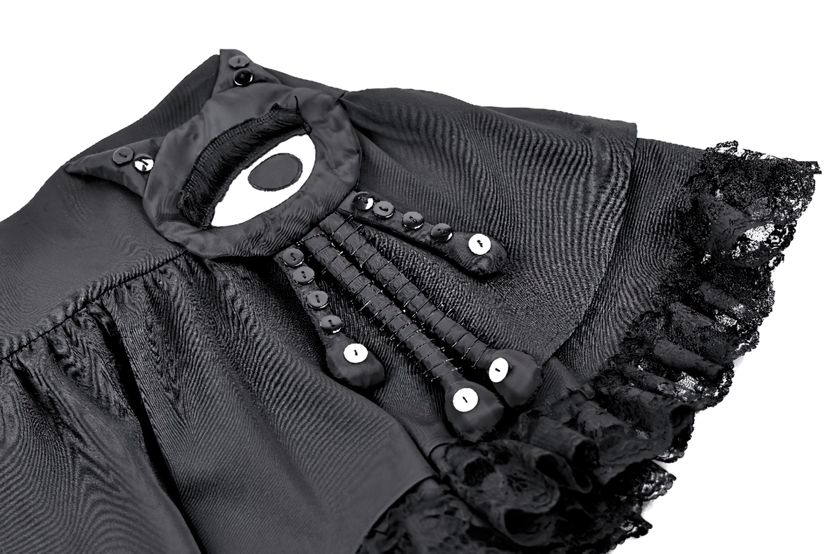 Chic Lace Ruffle Mini Skirt with Creepy Doll Accent