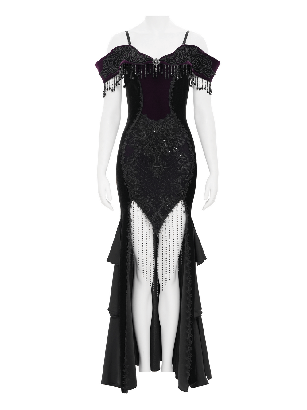 Chic Off-Shoulder Dress with Lace-Up Back and Fringes