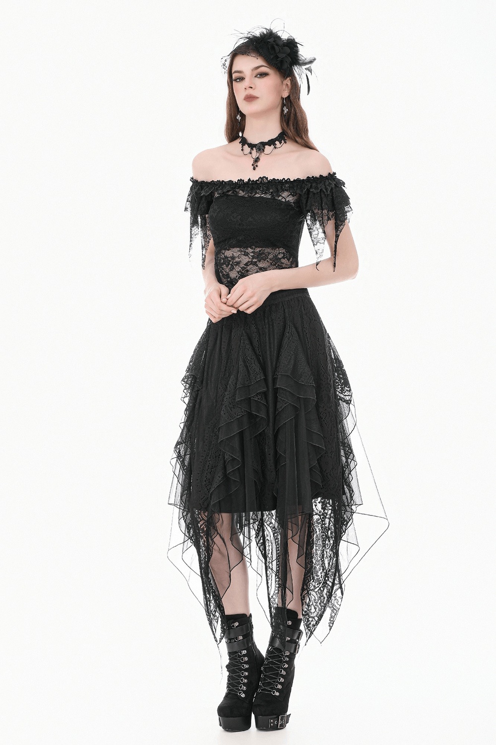 Chic Off Shoulder Floral Lace Sheer Mesh Top for Women