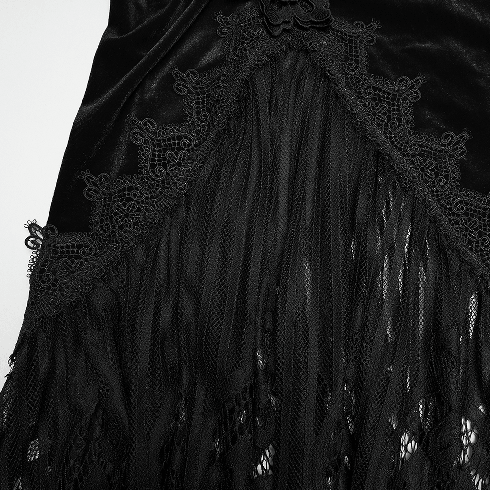 Chic Ruched Mermaid Lace Hem Gothic Long Skirt